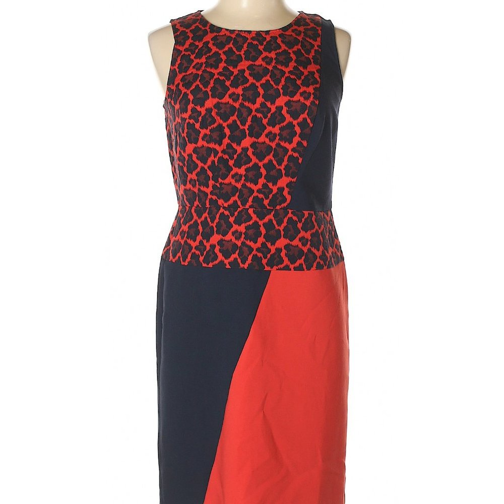BOGO FREE, Navy and Red Animal print leopard colorblock dress, 6